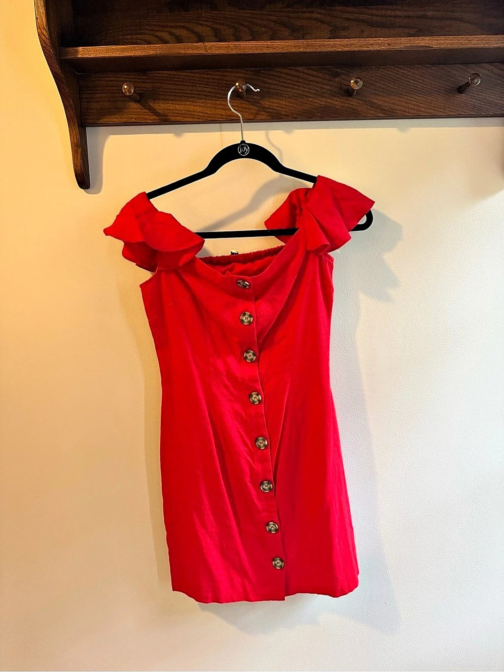 Miss Selfridge Red Button Front Mini Dress Size 8